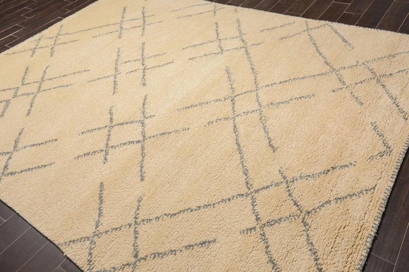 8 x 10 Hand Knotted 100% Wool Moroccan Designer Oriental Area Rug Ivory