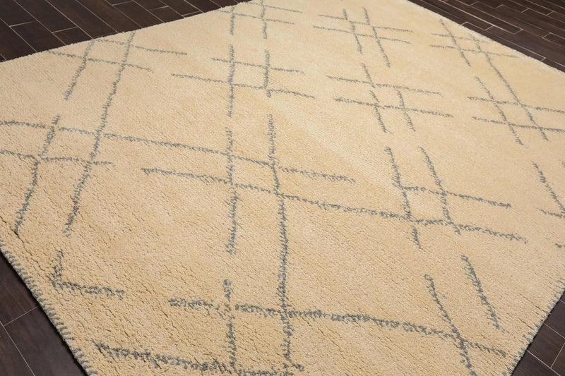 8 x 10 Hand Knotted 100% Wool Moroccan Designer Oriental Area Rug Ivory