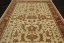 7'11" x 11' Traditional 100% Wool Oriental Area Rug Ivory