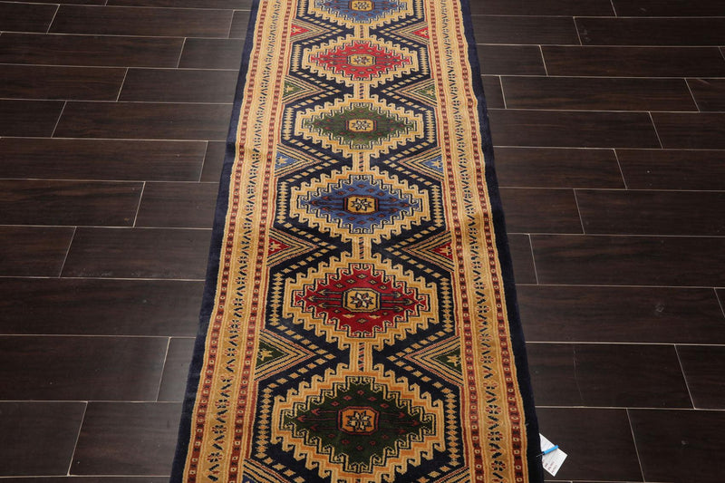 2'7" x 19'7” Hand Knotted 100% Wool 250 KPSI Tekke Bokhaara Area Rug Navy Runner