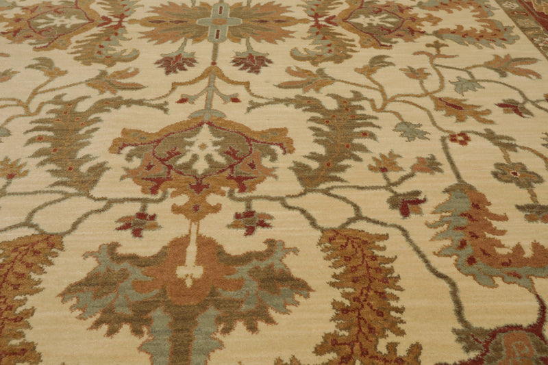 7'11" x 11' Traditional 100% Wool Oriental Area Rug Ivory