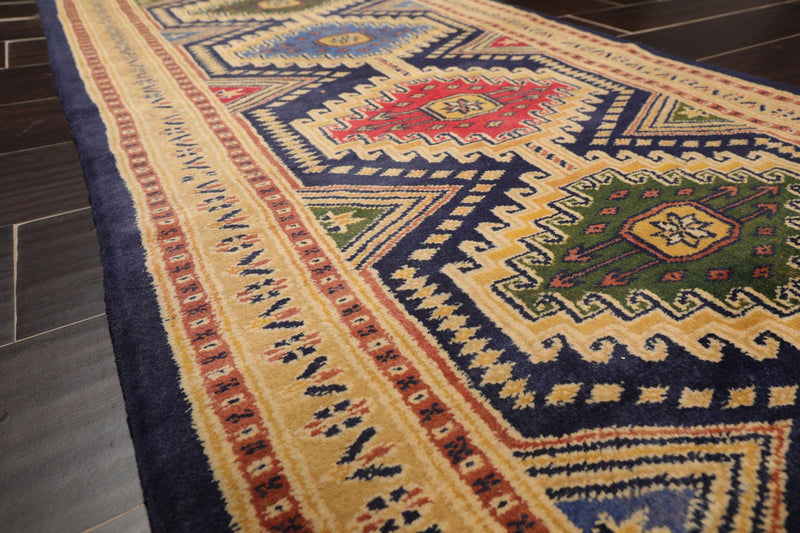 2'7" x 19'7” Hand Knotted 100% Wool 250 KPSI Tekke Bokhaara Area Rug Navy Runner