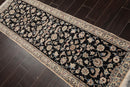 2'3" x 6'8" Runner Hand Knotted Wool Nain 200 KPSI Oriental Area Rug Black