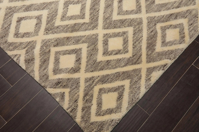 5 x 8 Hand Knotted Designer Moroccan 100% Wool Oriental Area Rug Ivory