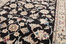 2'3" x 6'8" Runner Hand Knotted Wool Nain 200 KPSI Oriental Area Rug Black