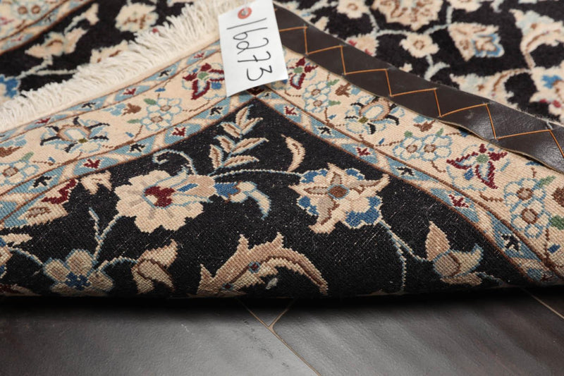 2'3" x 6'8" Runner Hand Knotted Wool Nain 200 KPSI Oriental Area Rug Black