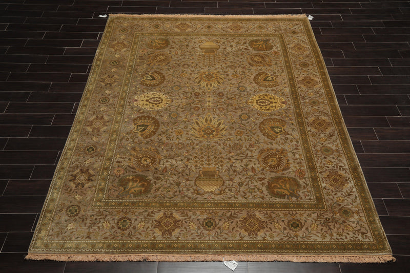8' x 9'10" Hand Knotted 100% Wool Traditional 250 KPSI Oriental Area Rug Taupe