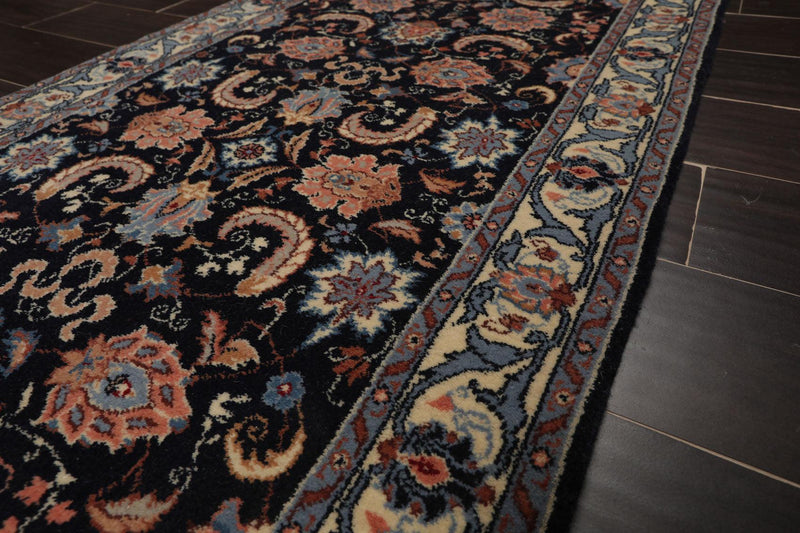 2'6" x 21'5” Hand Knotted 200 KPSI Rare Romanian Kashaan Area Rug Midnight Blue Runner