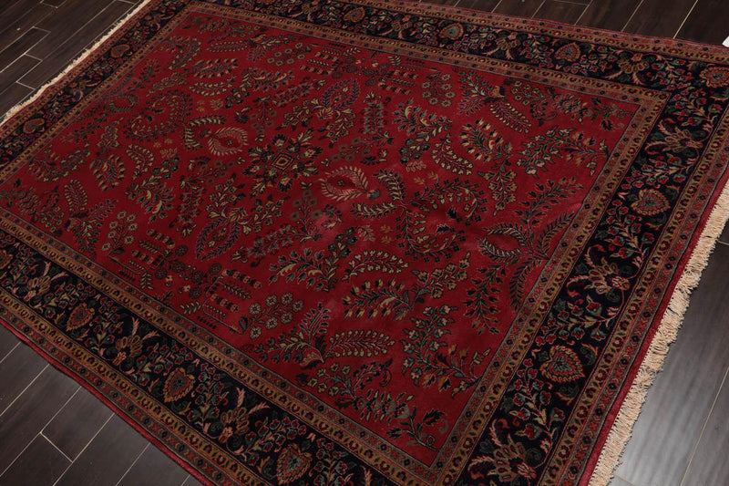 5'7" x 8' Runner Hand Knotted 100% Wool Sarouk 250 KPSI Oriental Area Rug Rose