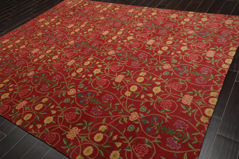 8' x 10'1" Lapchi Hand Knotted 100% Wool Floral Tibetan Oriental Area Rug Coral