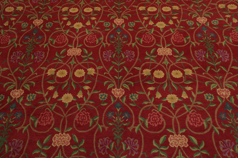 8' x 10'1" Lapchi Hand Knotted 100% Wool Floral Tibetan Oriental Area Rug Coral