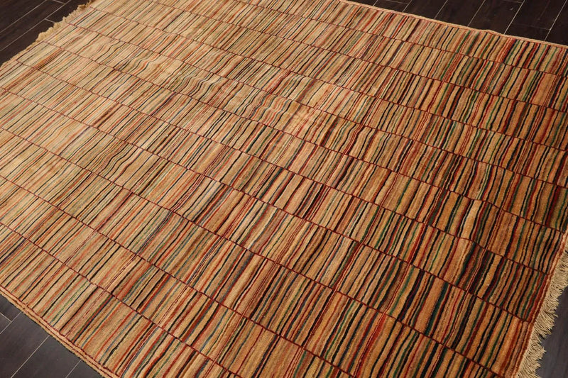 6' x 8' Hand Knotted 100% Wool Peshawar Modern Oriental Area Rug Tan