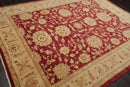 7'8" x 9'11" Hand Knotted Border Stone Wash Peshawar Vegetable Dye Area Rug Rusty Red