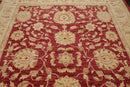 7'8" x 9'11" Hand Knotted Border Stone Wash Peshawar Vegetable Dye Area Rug Rusty Red