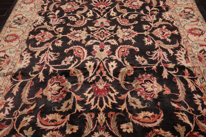 7'10''x9'11'' Hand Knotted 100% Wool Peshawar Traditional Oriental Area Rug Charcoal, Beige Color