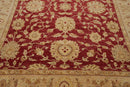 7'8" x 9'11" Hand Knotted Border Stone Wash Peshawar Vegetable Dye Area Rug Rusty Red