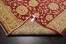 7'8" x 9'11" Hand Knotted Border Stone Wash Peshawar Vegetable Dye Area Rug Rusty Red