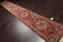 2'6" x 19'3” Hand Knotted Wool Rare Romanian Herizz Area Rug Burnt Orange Runner