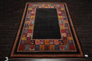 8'1"x 11'8" Hand Knotted Wool Gabehh Kashkuli 200 KPSI Oriental Area Rug Charcoal