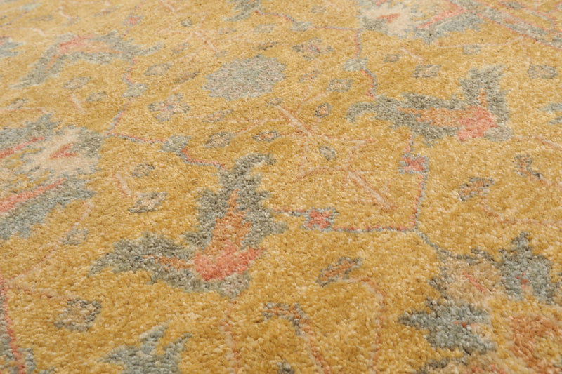 2' 8''x4' Hand Knotted 100% Wool Agra Traditional Oriental Area Rug Gold, Aqua Color