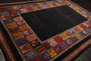 8'1"x 11'8" Hand Knotted Wool Gabehh Kashkuli 200 KPSI Oriental Area Rug Charcoal