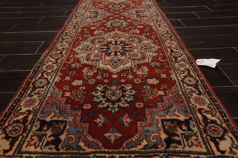 2'6" x 19'3” Hand Knotted Wool Rare Romanian Herizz Area Rug Burnt Orange Runner