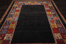 8'1"x 11'8" Hand Knotted Wool Gabehh Kashkuli 200 KPSI Oriental Area Rug Charcoal