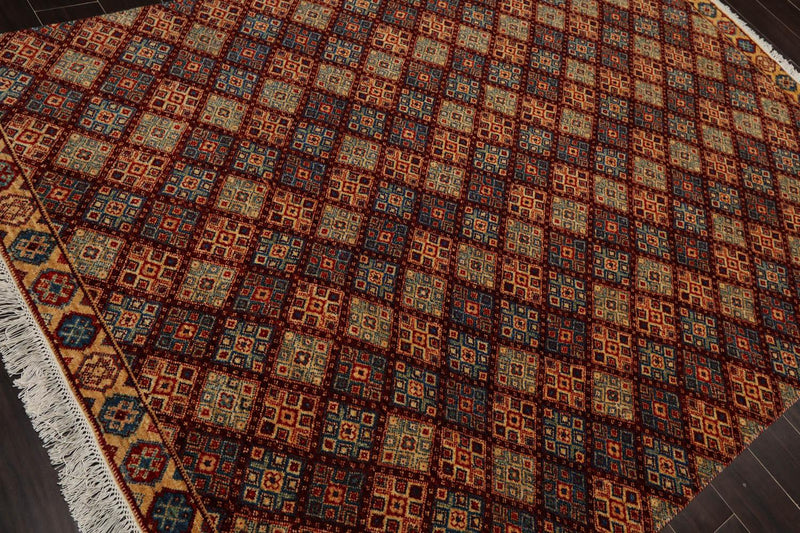 5'6" x 7'10" Hand Knotted 100% Wool Kashkulli Oriental Area Rug Burgundy, Blue