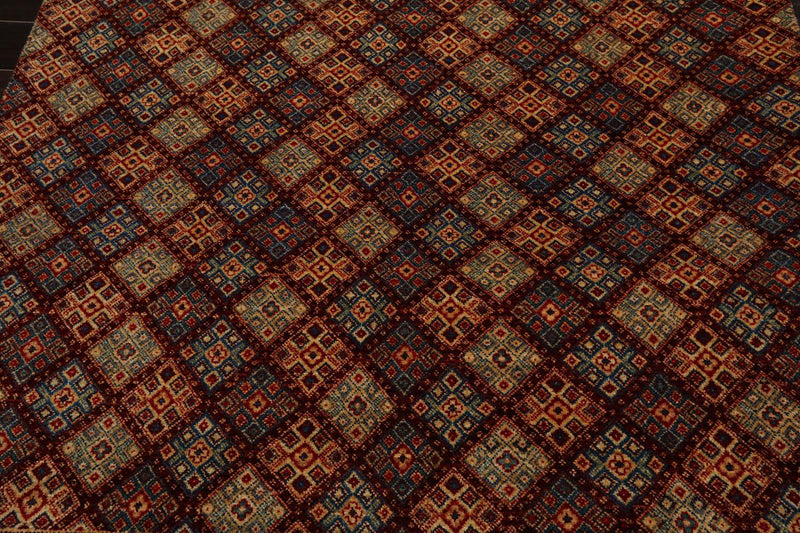 5'6" x 7'10" Hand Knotted 100% Wool Kashkulli Oriental Area Rug Burgundy, Blue