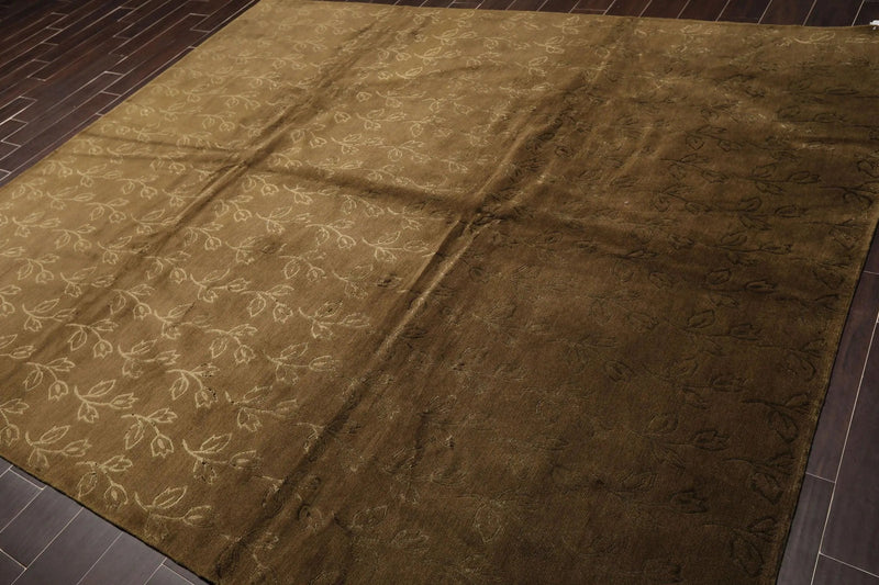 8' x 10' Hand Knotted Wool & Silk Tibetan Oriental Area Rug Contemporary Green