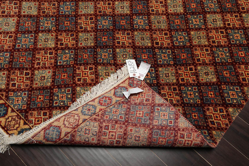 5'6" x 7'10" Hand Knotted 100% Wool Kashkulli Oriental Area Rug Burgundy, Blue