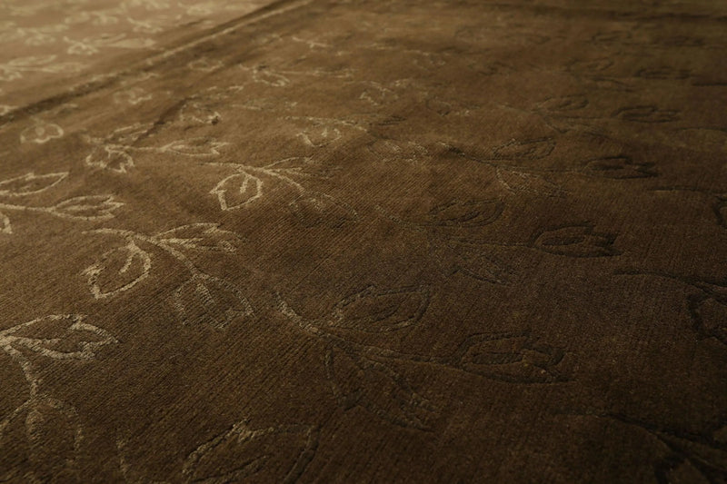 8' x 10' Hand Knotted Wool & Silk Tibetan Oriental Area Rug Contemporary Green