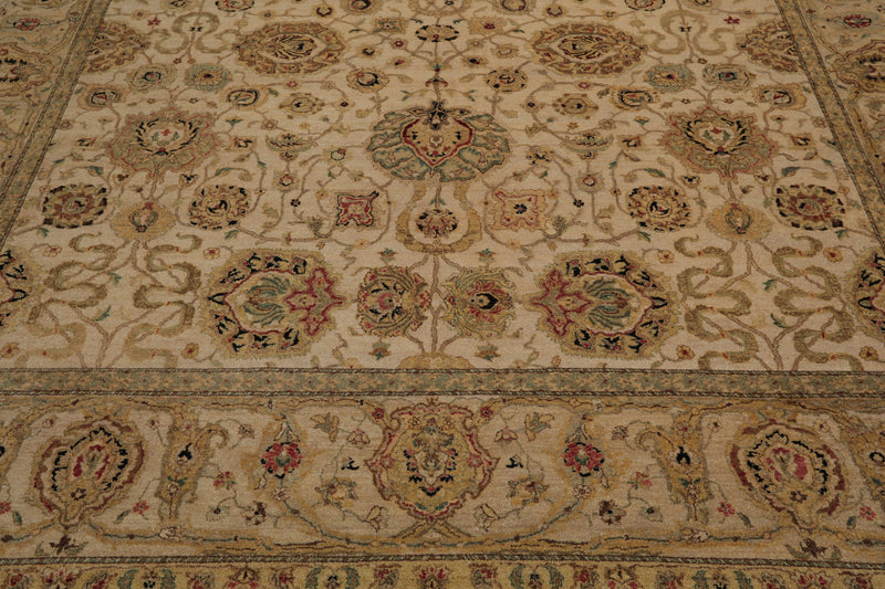 9'3" x 12'4" Hand Knotted Wool Agra Tea Wash 250 KPSI Oriental Area Rug Beige