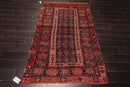 4' x 6'4" Antique Hand Knotted Flat Wool pile Melayaar Traditional Area Rug Navy