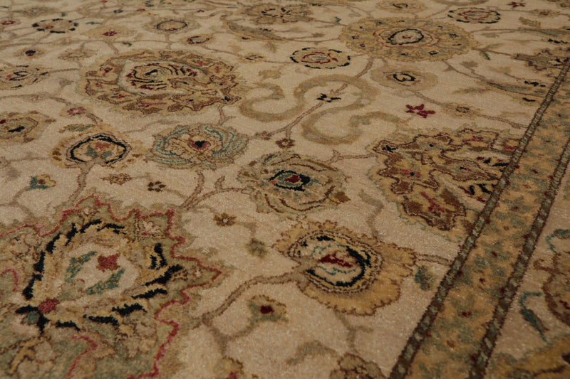 9'3" x 12'4" Hand Knotted Wool Agra Tea Wash 250 KPSI Oriental Area Rug Beige