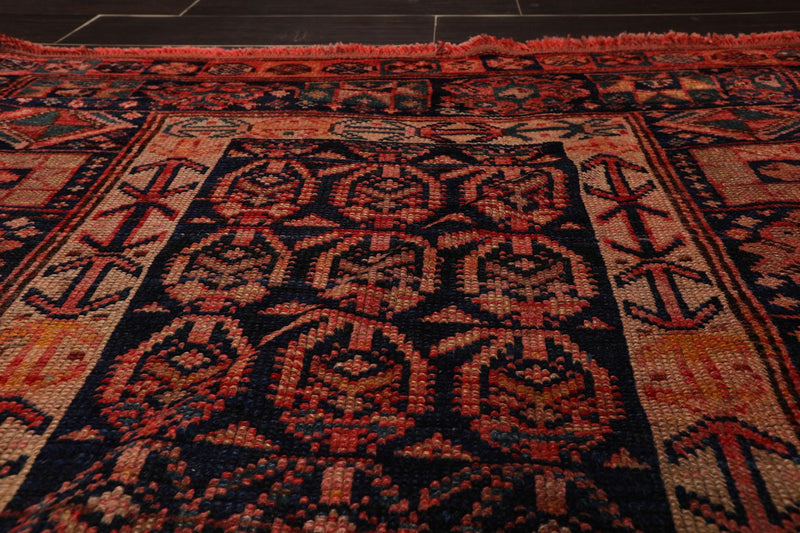 4' x 6'4" Antique Hand Knotted Flat Wool pile Melayaar Traditional Area Rug Navy