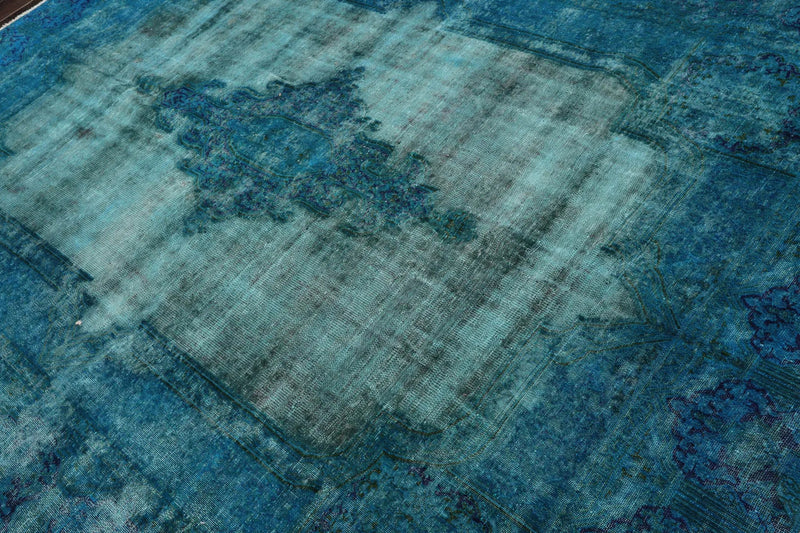 8x10 Aqua, Blue Hand Knotted 100% Wool Traditional Over dyed Distressed Oushak Designer Oriental Area Rug
