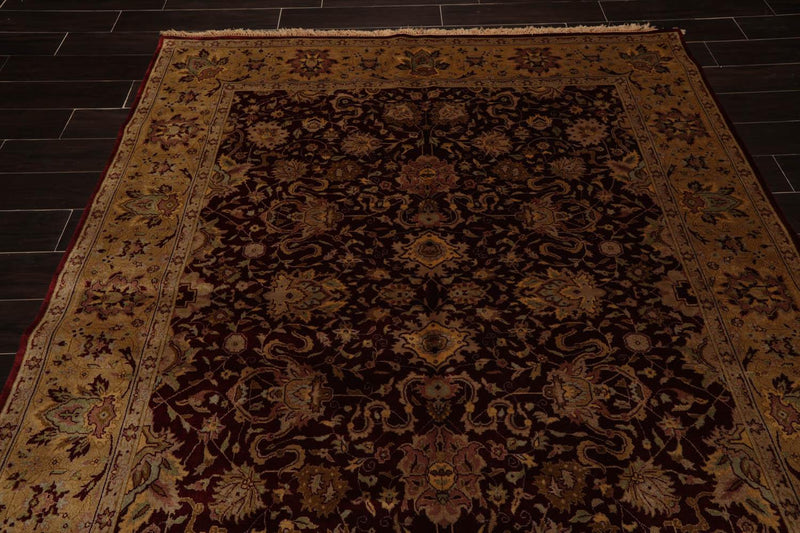 6'1" x 7'6" Hand Knotted 100% Wool Traditional Kashan Oriental Area Rug Maroon