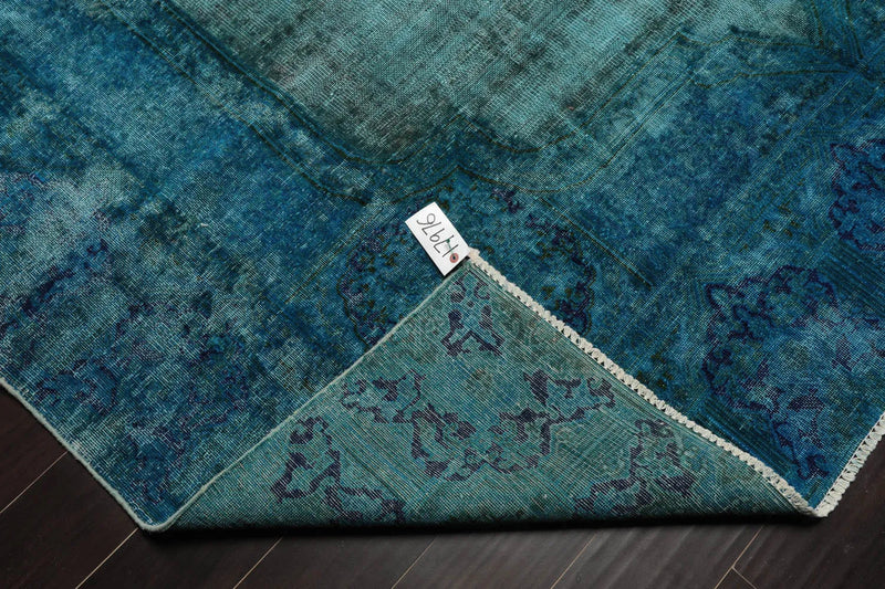 8x10 Aqua, Blue Hand Knotted 100% Wool Traditional Over dyed Distressed Oushak Designer Oriental Area Rug