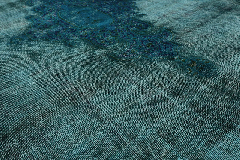 8x10 Aqua, Blue Hand Knotted 100% Wool Traditional Over dyed Distressed Oushak Designer Oriental Area Rug
