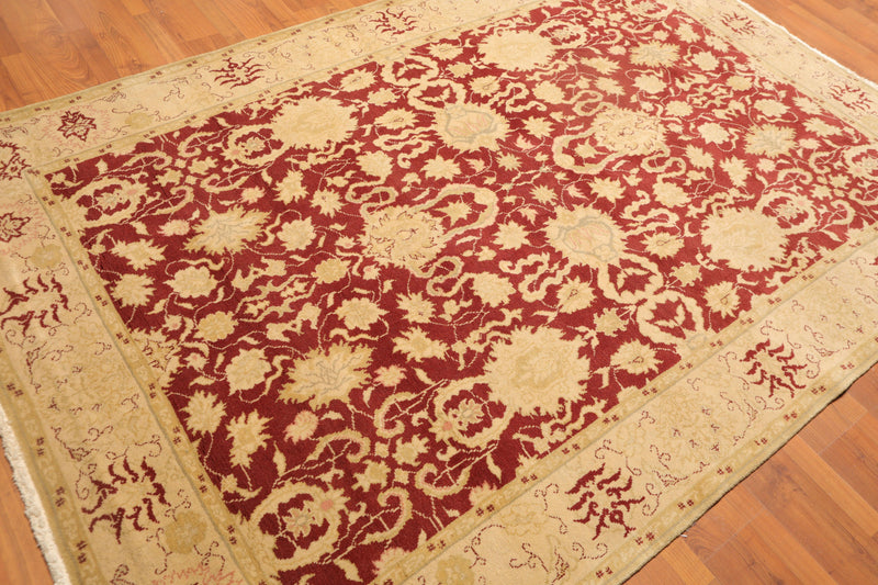 5'11" x 8’10" Hand Knotted Traditional Oushak Wool Oriental Area Rug Maroon