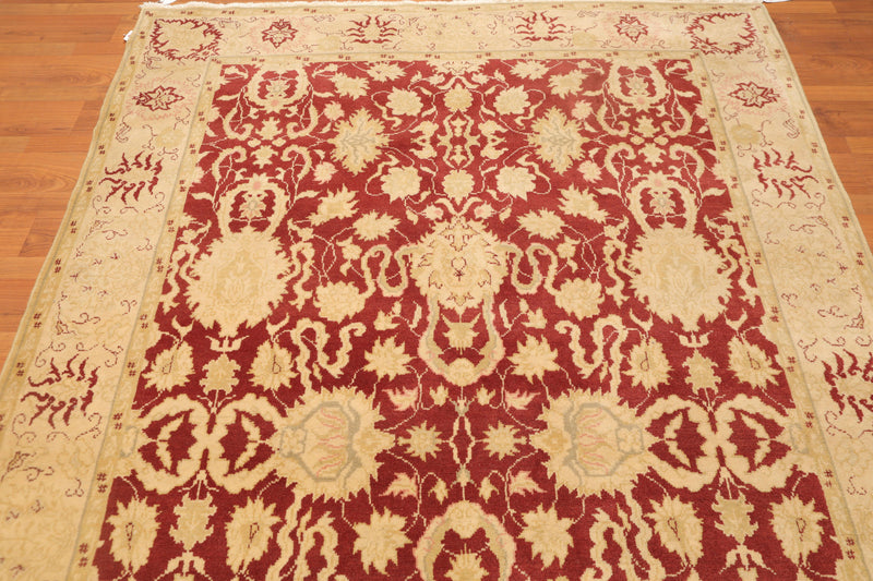 5'11" x 8’10" Hand Knotted Traditional Oushak Wool Oriental Area Rug Maroon