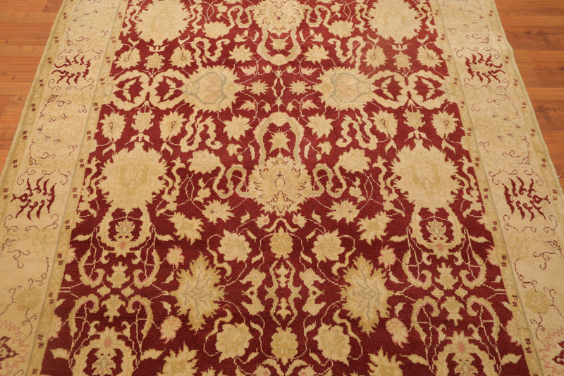 5'11" x 8’10" Hand Knotted Traditional Oushak Wool Oriental Area Rug Maroon