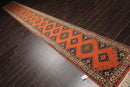 2'6" x 20'8" Hand Knotted Wool Rare Romanian Shirazz Area Rug Orange Runner