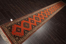 2'6" x 20'8" Hand Knotted Wool Rare Romanian Shirazz Area Rug Orange Runner