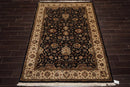 6' x 9' Hand Knotted Wool & Silk Pak Persian 16/18 300 KPSI Area Rug Black