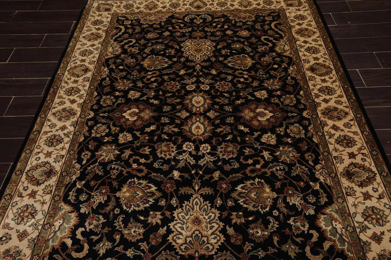 6' x 9' Hand Knotted Wool & Silk Pak Persian 16/18 300 KPSI Area Rug Black