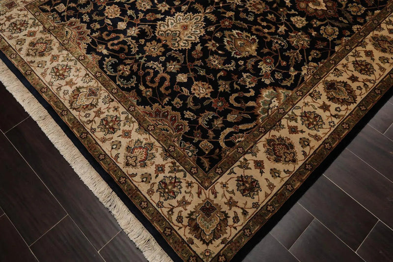 6' x 9' Hand Knotted Wool & Silk Pak Persian 16/18 300 KPSI Area Rug Black