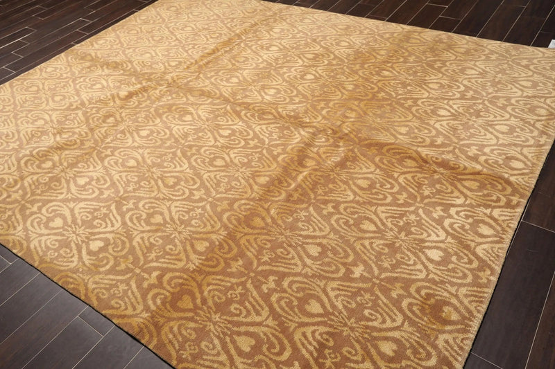 8'x10' Hand Knotted Wool & Silk Tibetan Oriental Area Rug Transitional Tan