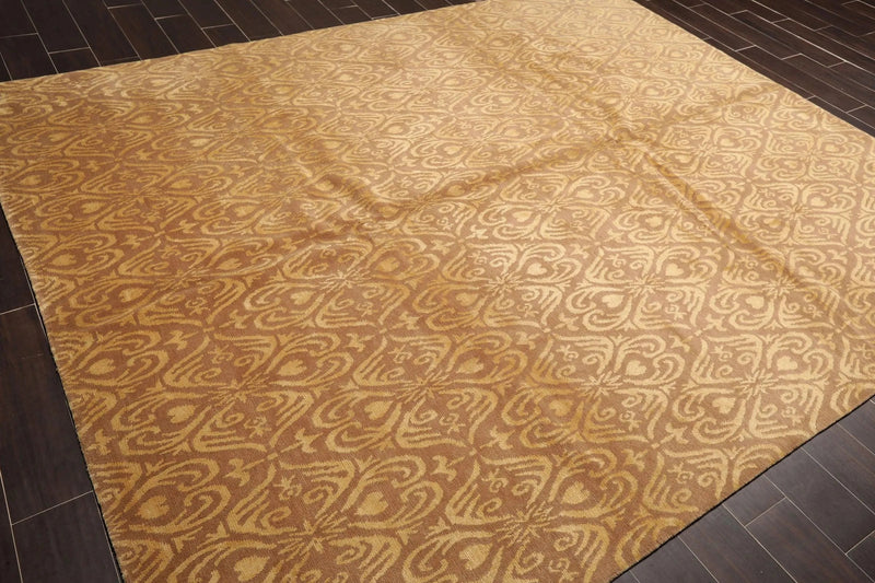 8'x10' Hand Knotted Wool & Silk Tibetan Oriental Area Rug Transitional Tan